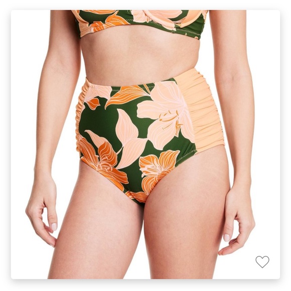 Target x Fe Noel Plus Size Peach Floral High Waist Bikini Set - Picture 4 of 7
